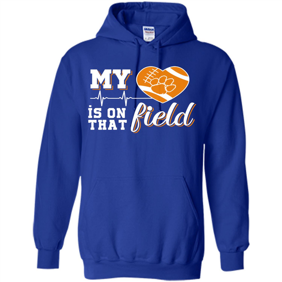 Clemson Tiger Paw Football My Heart is on that Field - Hoodie