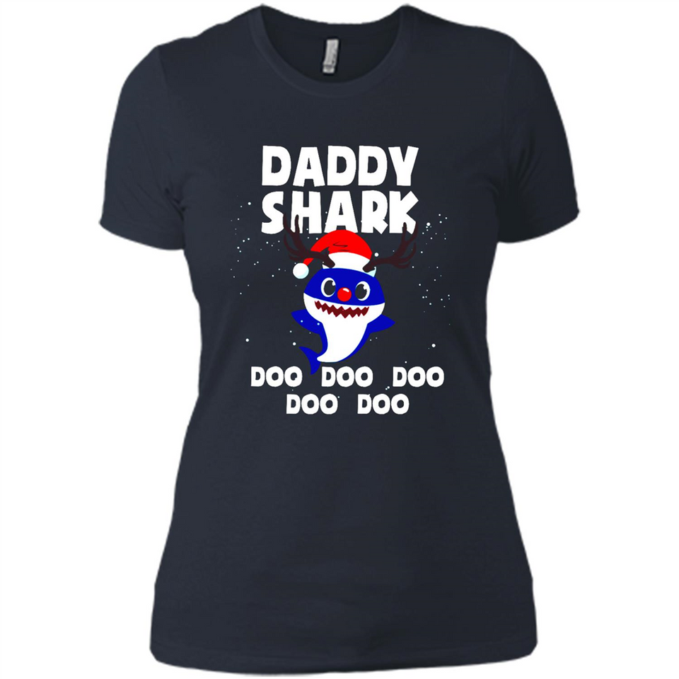 Daddy Shark Costume Reindeer Funny Christmas T-Shirt - Ladies' Boyfriend T-Shirt