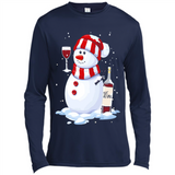 Cute Snowman drink Red Wine Christmas - Canvas Long Sleeve T-Shirt