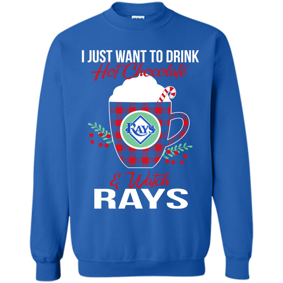 I Just Want To Drink Hot Chocolate & Watch Tampa Bay Rays Ugly Christmas Sweater PINGPONG