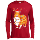 Christmas Lights Shetland Sheepdog Wearing Santa Hat Funny Xmas - Canvas Long Sleeve T-Shirt