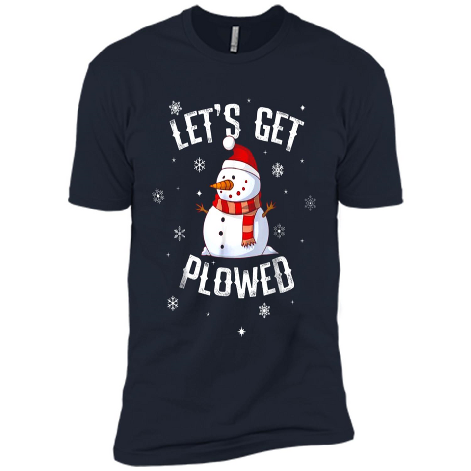 Let's Get Plowed Funny Christmas Snowman - Premium Short Sleeve T-Shirt