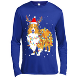 Christmas Lights Shetland Sheepdog Wearing Santa Hat Funny Xmas - Canvas Long Sleeve T-Shirt