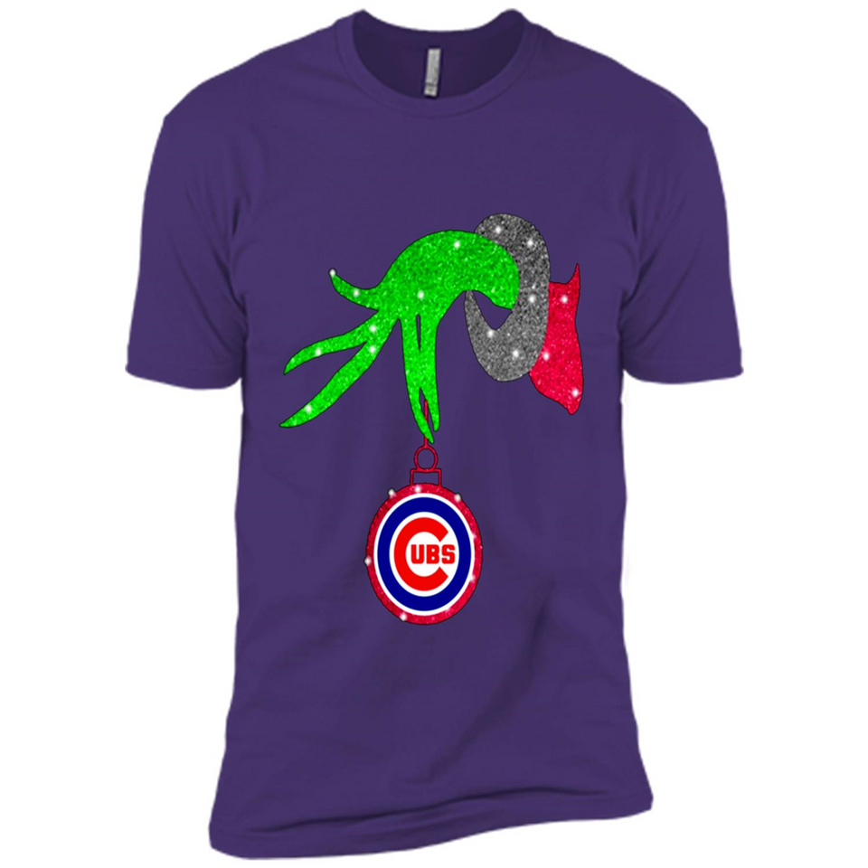GRINCH HAND HOLDING CHICAGO CUBS GLITTER CHRISTMAS PINGPONG
