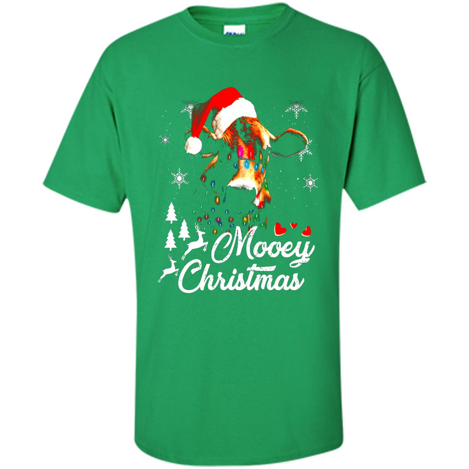 Mooey Christmas Cow Santa Christmas Lover Lights Sweatshirt - Shirt