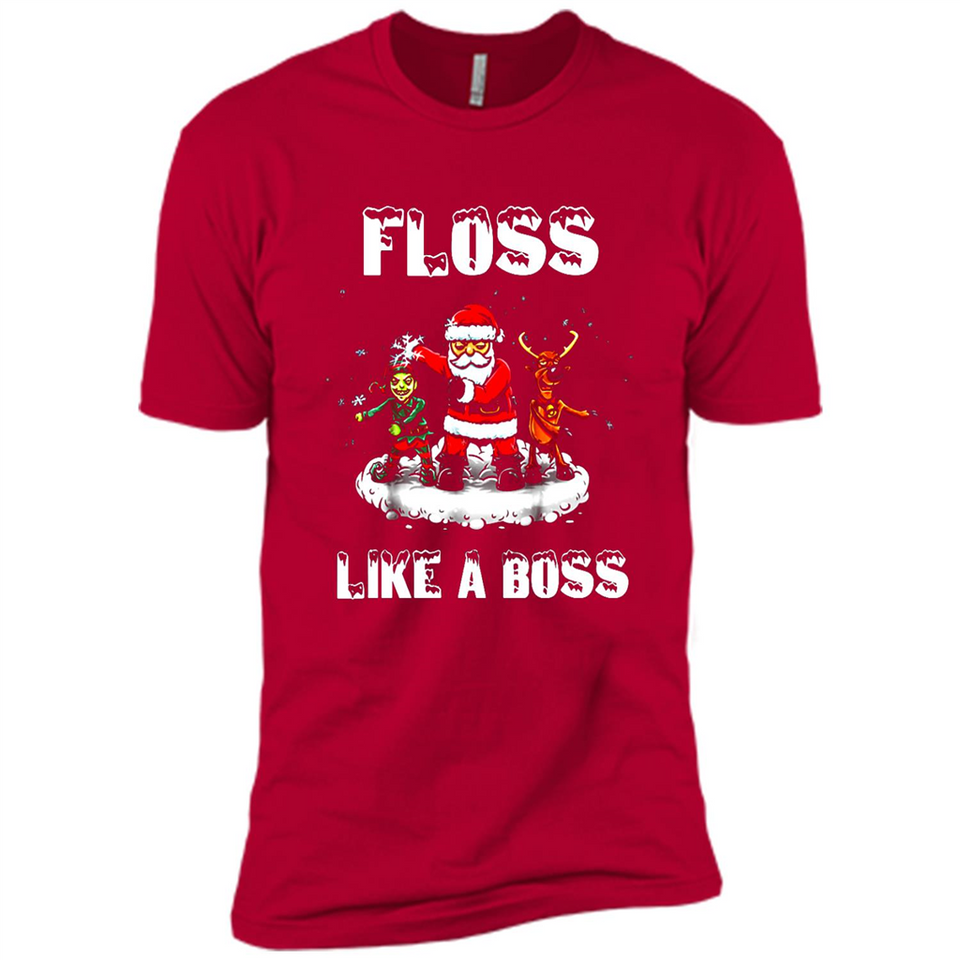 Floss Like A Boss Santa Flossing Dance Funny - Premium Short Sleeve T-Shirt