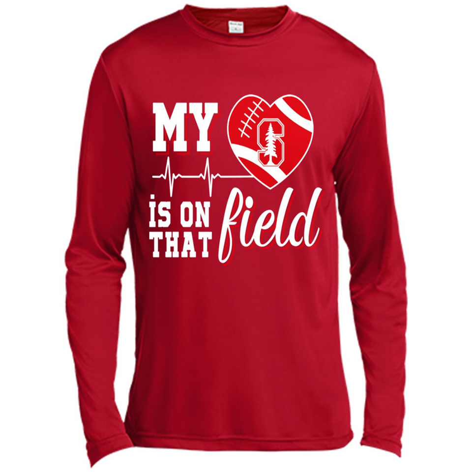 Stanford Cardinal Football My Heart is on that Field - Canvas Long Sleeve T-Shirt
