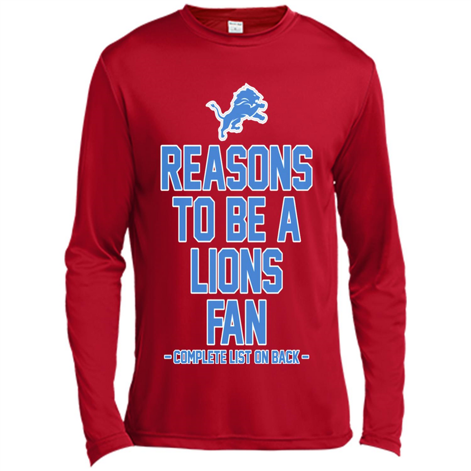 Reasons to be a Detroit Lions Fan Complete List on Back - Canvas Long Sleeve T-Shirt