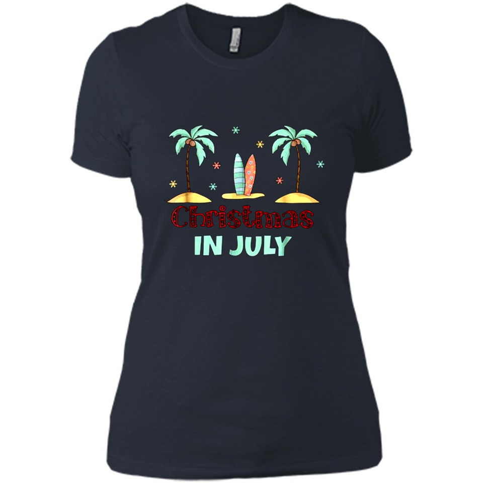Christmas In July Shirt Surfing Palm Trees Surfboard - Ladies' Boyfriend T-Shirt