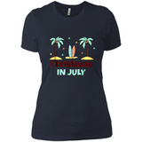 Christmas In July Shirt Surfing Palm Trees Surfboard - Ladies' Boyfriend T-Shirt