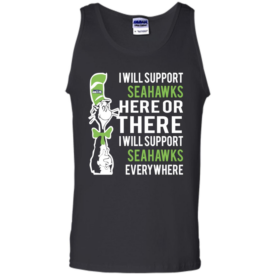 Shirt For Dr Seuss Cat And Seattle Seahawks Fans - Tank Top