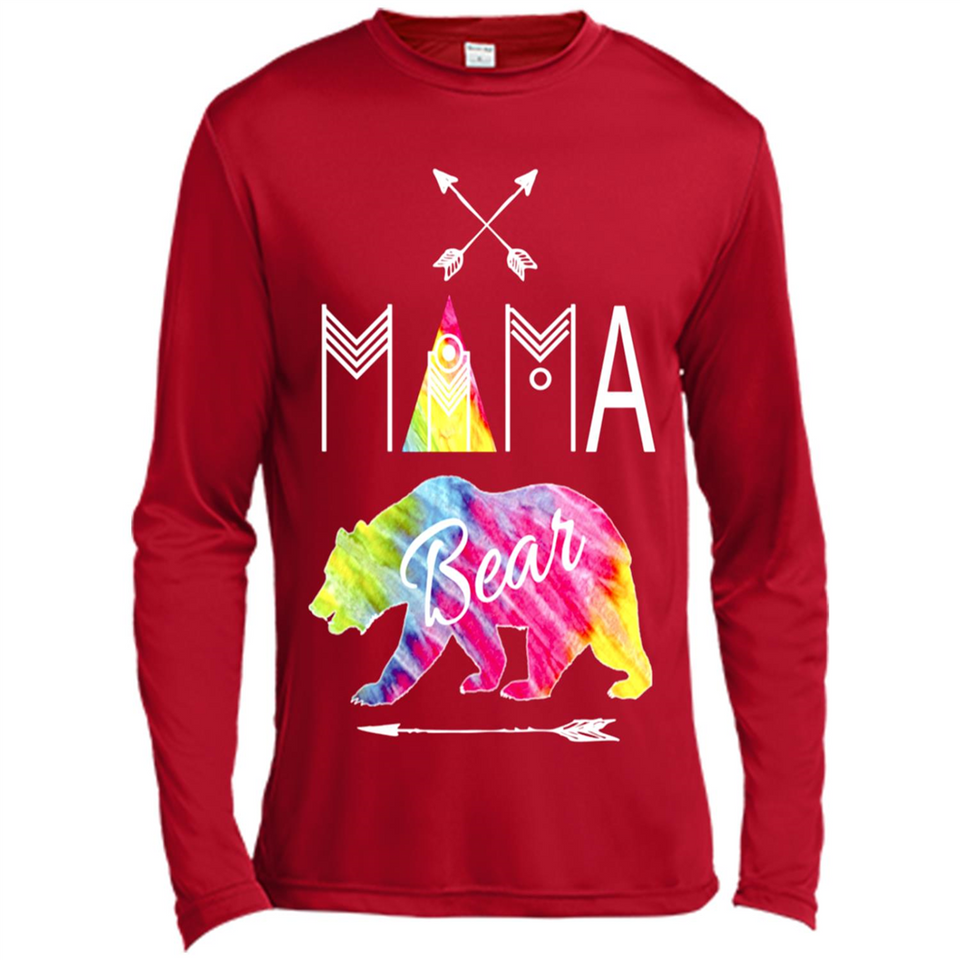 Mama Bear Shirt Tie Dye Family Vacation & Camping Tee - Canvas Long Sleeve T-Shirt