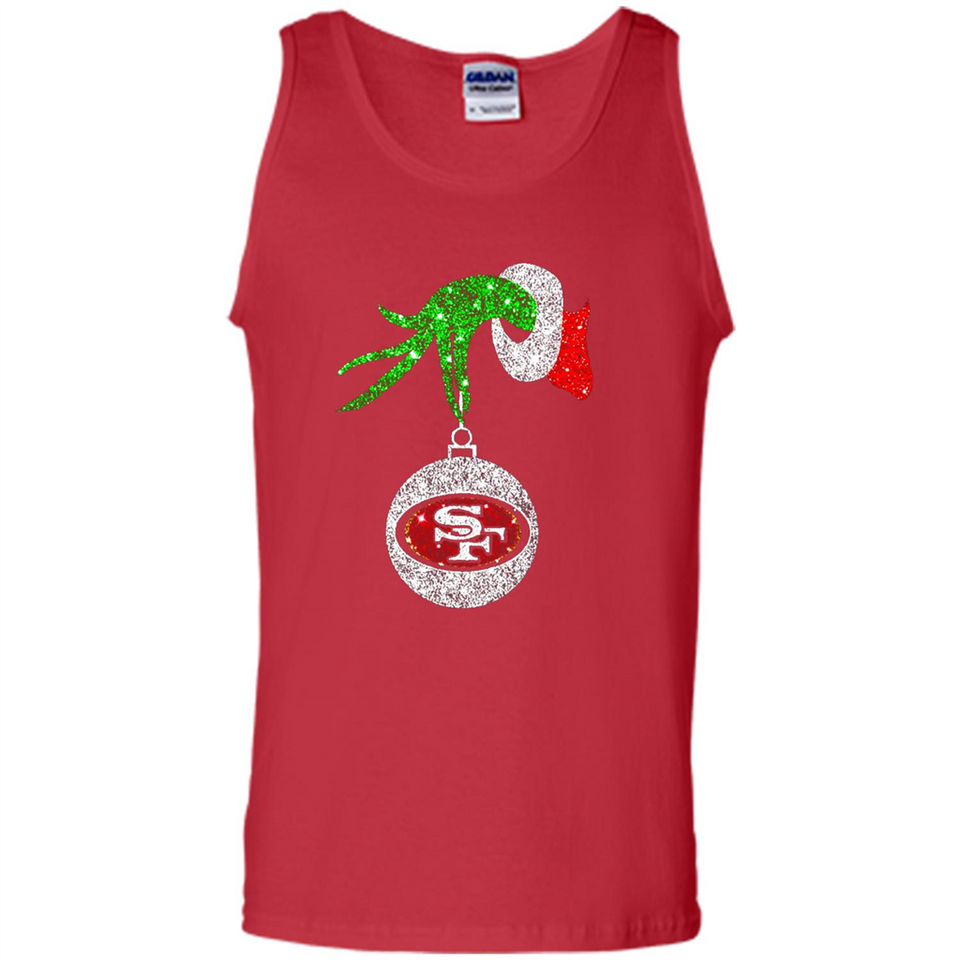 Amazing tee San Francisco 49ers Glitter Grinch Monogram Ornament Christmas Gift - Tank Top