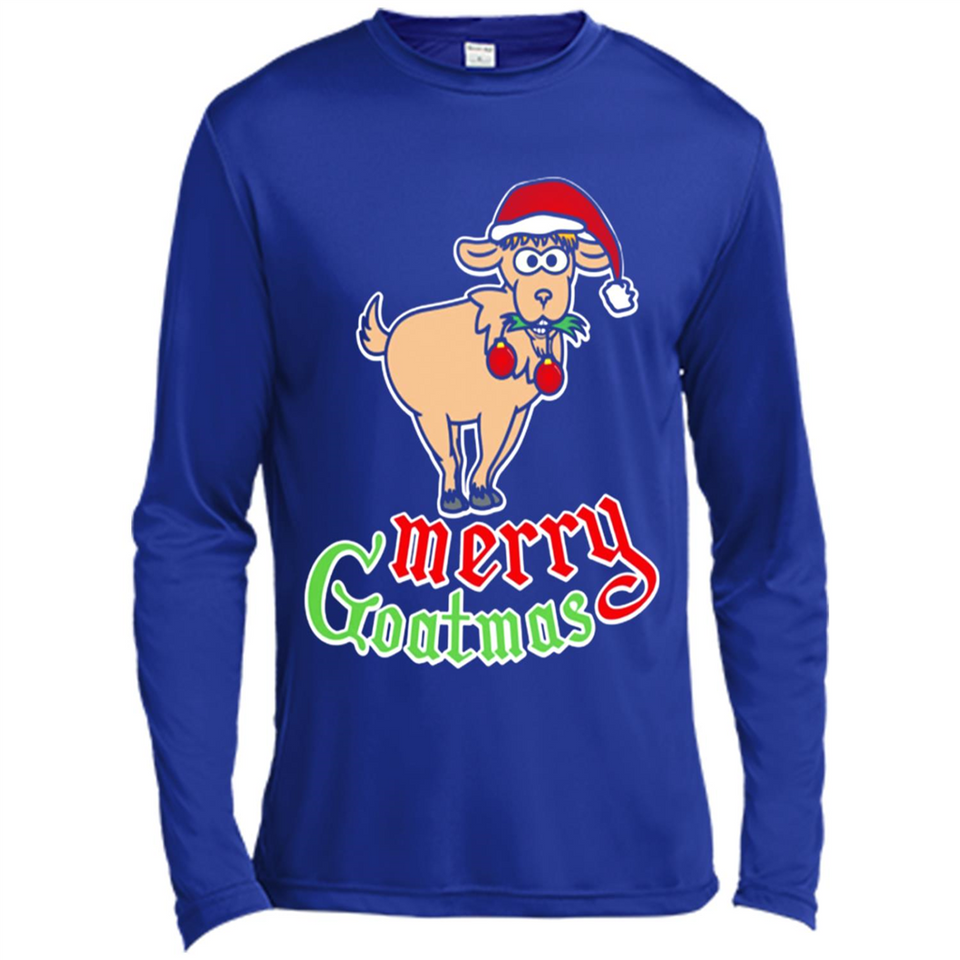 Christmas Merry Goatmas Goat Shirt Santa Hat - Canvas Long Sleeve T-Shirt
