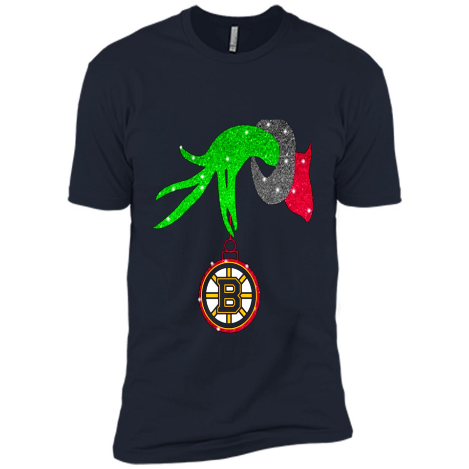 GRINCH HAND HOLDING BOSTON BRUINS GLITTER CHRISTMAS PINGPONG