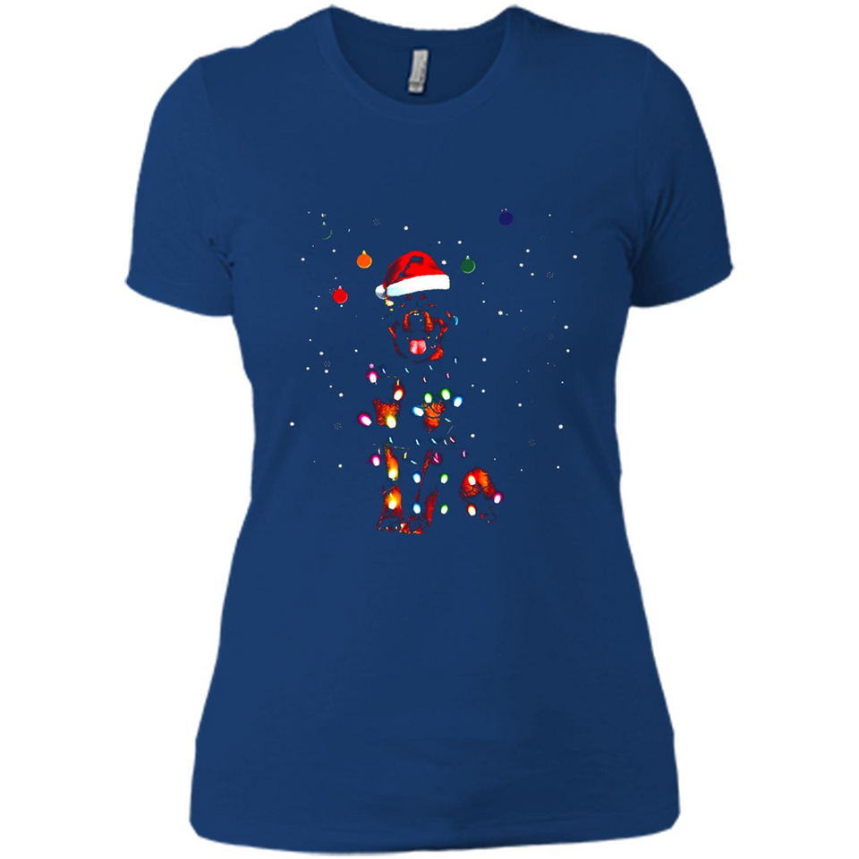 Rottweiler Santa Lights Christmas Dog Xmas Sweatshirt - Ladies' Boyfriend T-Shirt