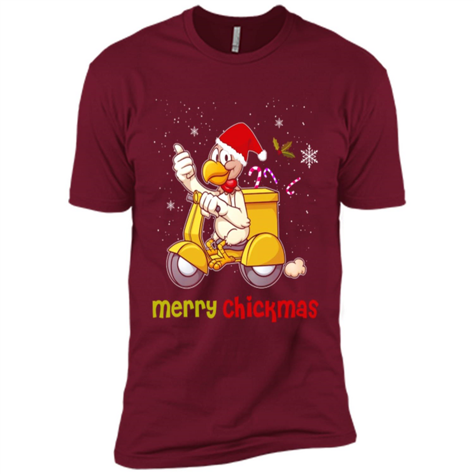 Funny Santa Christmas Chicken Shirt - Merry Chickmas - Premium Short Sleeve T-Shirt