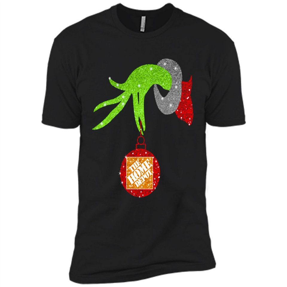 Grinch hand holding Logo HomeDepot Glitter Christmas - Premium Short Sleeve T-Shirt