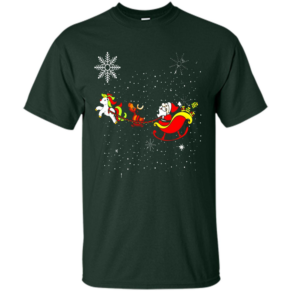 Christmas Unicorn Rudolph and Santa - Shirt