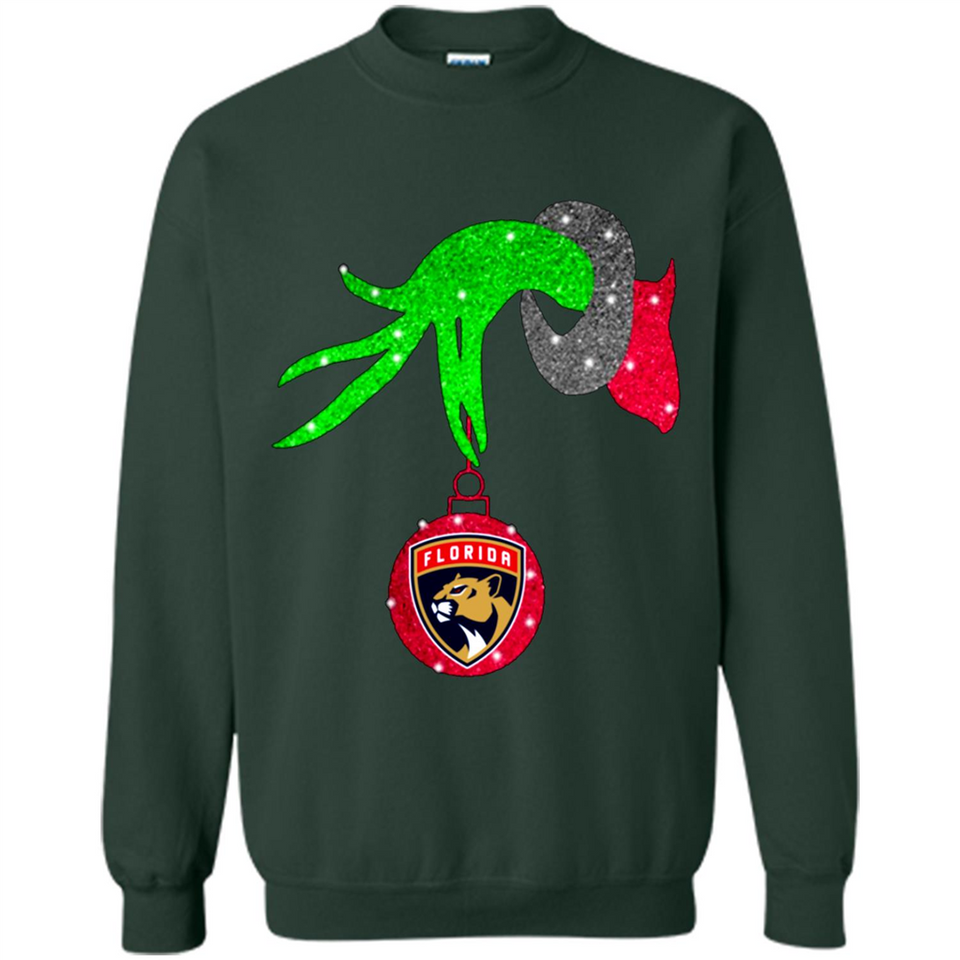 GRINCH HAND HOLDING FLORIDA PANTHERS GLITTER CHRISTMAS PINGPONG
