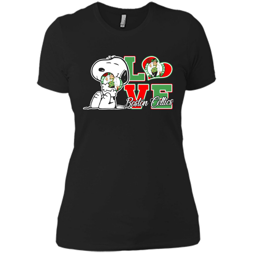 Snoopy loves NBA Boston Celtics - Ladies' Boyfriend T-Shirt