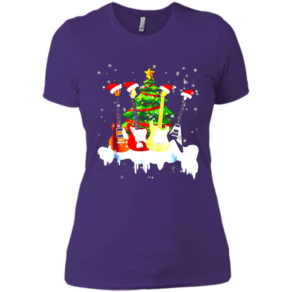Santa Hat Electric Guitar Classical Guitar Christmas shirt Ladies' Boyfriend