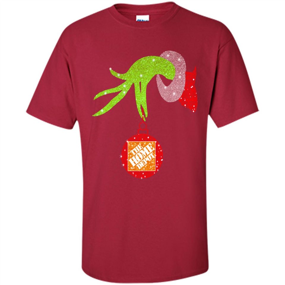 Grinch hand holding Logo HomeDepot Glitter Christmas - Shirt