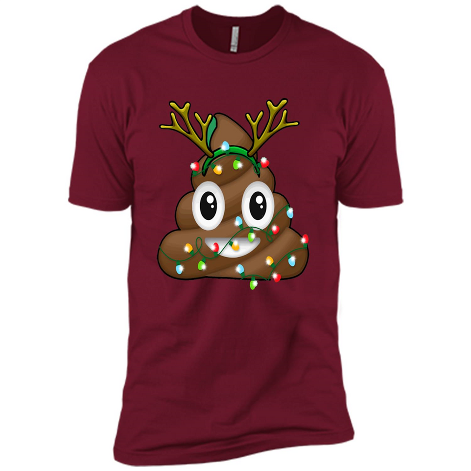 Reindeer Poop Emoji Cute Merry Christmas T-Shirt - Premium Short Sleeve T-Shirt