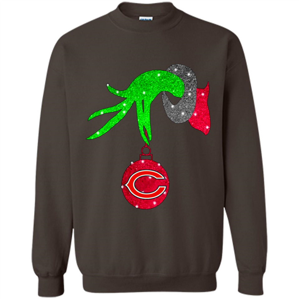 GRINCH HAND HOLDING CHICAGO BEARS GLITTER CHRISTMAS PINGPONG