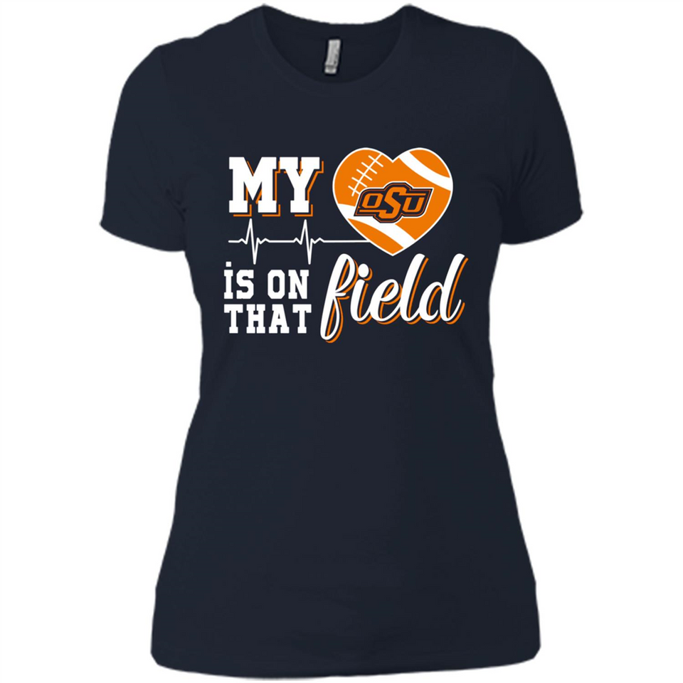 Oklahoma State Cowboys Football My Heart is on that Field - Ladies' Boyfriend T-Shirt