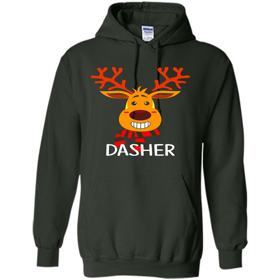 Dasher Reindeer Santa Claus Funny Xmas Holiday T-Shirt - Hoodie