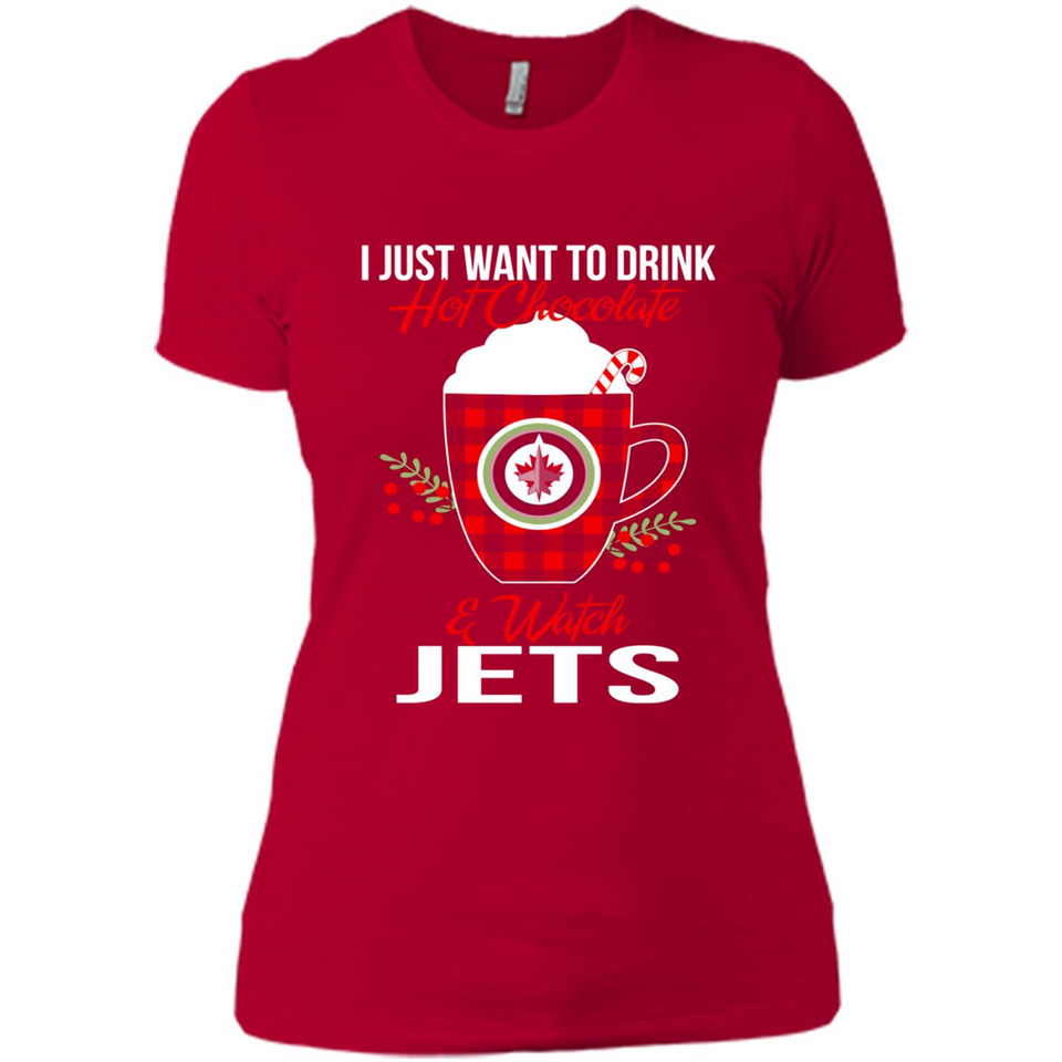 I Just Want To Drink Hot Chocolate & Watch Winnipeg Jets Ugly Christmas Sweater PINGPONG