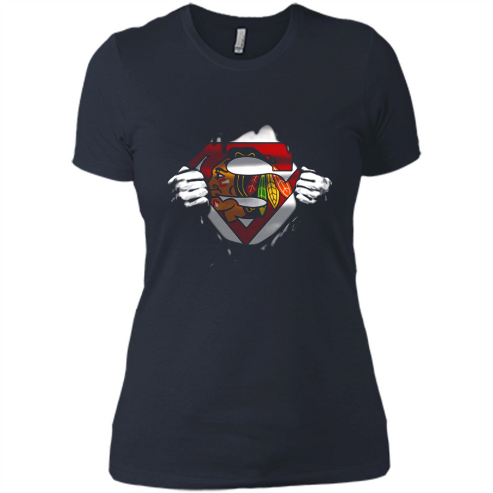 Chicago Blackhawks And Superman Fans - Ladies' Boyfriend T-Shirt