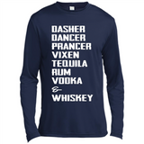 Dasher Dancer Prancer Vixen Tequila Rum Vodka Whiskey Reindeer Christmas T-Shirt - Canvas Long Sleeve T-Shirt