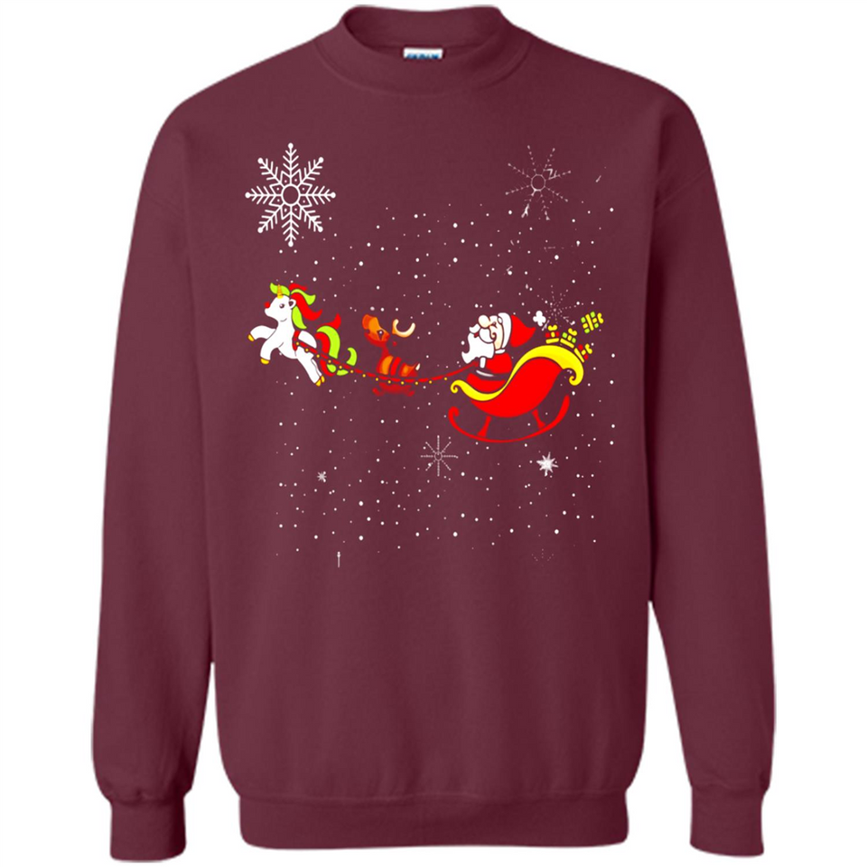 Christmas Unicorn Rudolph and Santa - Sweatshirt