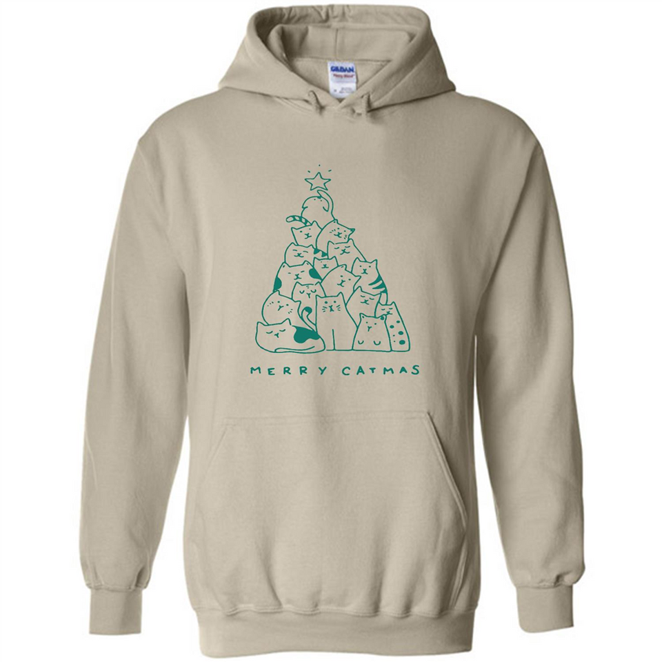 Merry Catmas Funny Cat Christmas Tree Sweatshirt - Hoodie