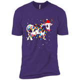 Christmas Lights Cow Wearing Santa Hat Funny Xmas Sweatshirt - Premium Short Sleeve T-Shirt