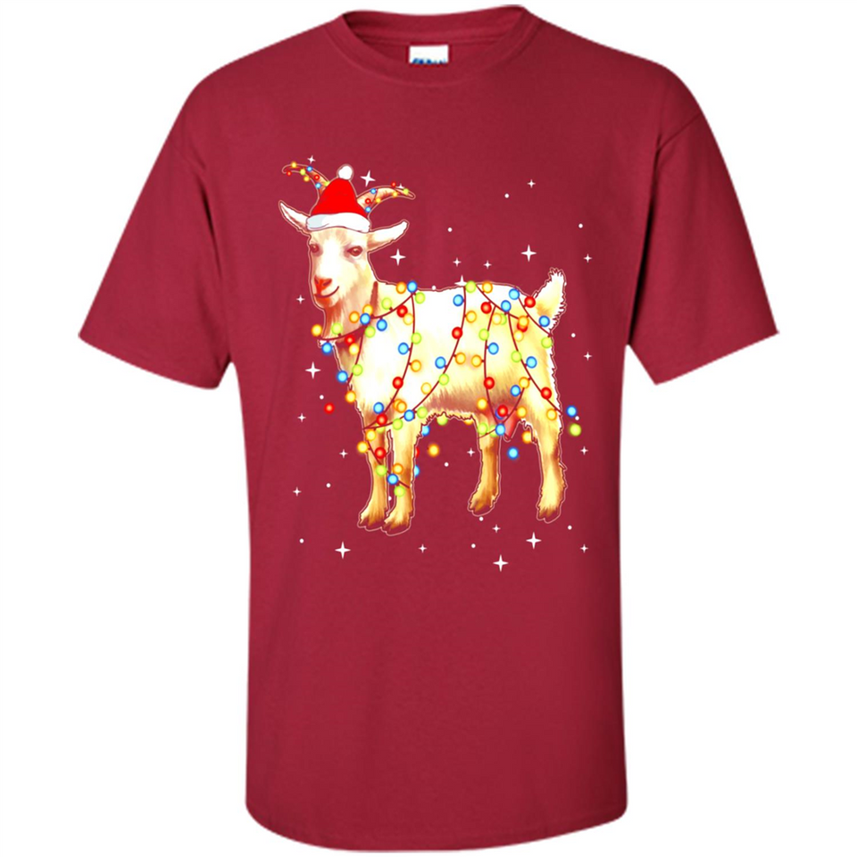 Christmas Lights Goat Wearing Santa Hat Funny Xmas - Shirt