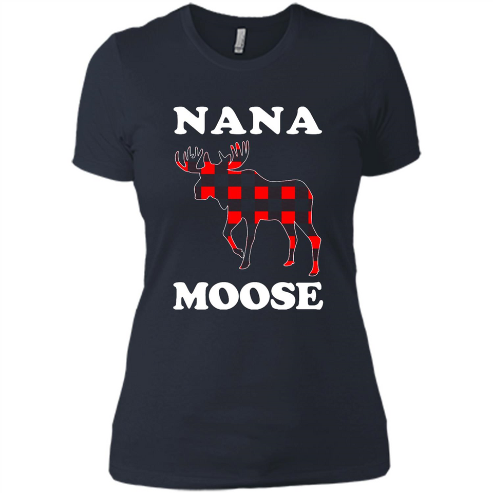 Nana Moose Funny Christmas Plaid Buffalo T-Shirt - Ladies' Boyfriend T-Shirt