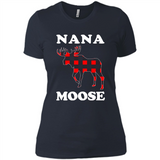 Nana Moose Funny Christmas Plaid Buffalo T-Shirt - Ladies' Boyfriend T-Shirt