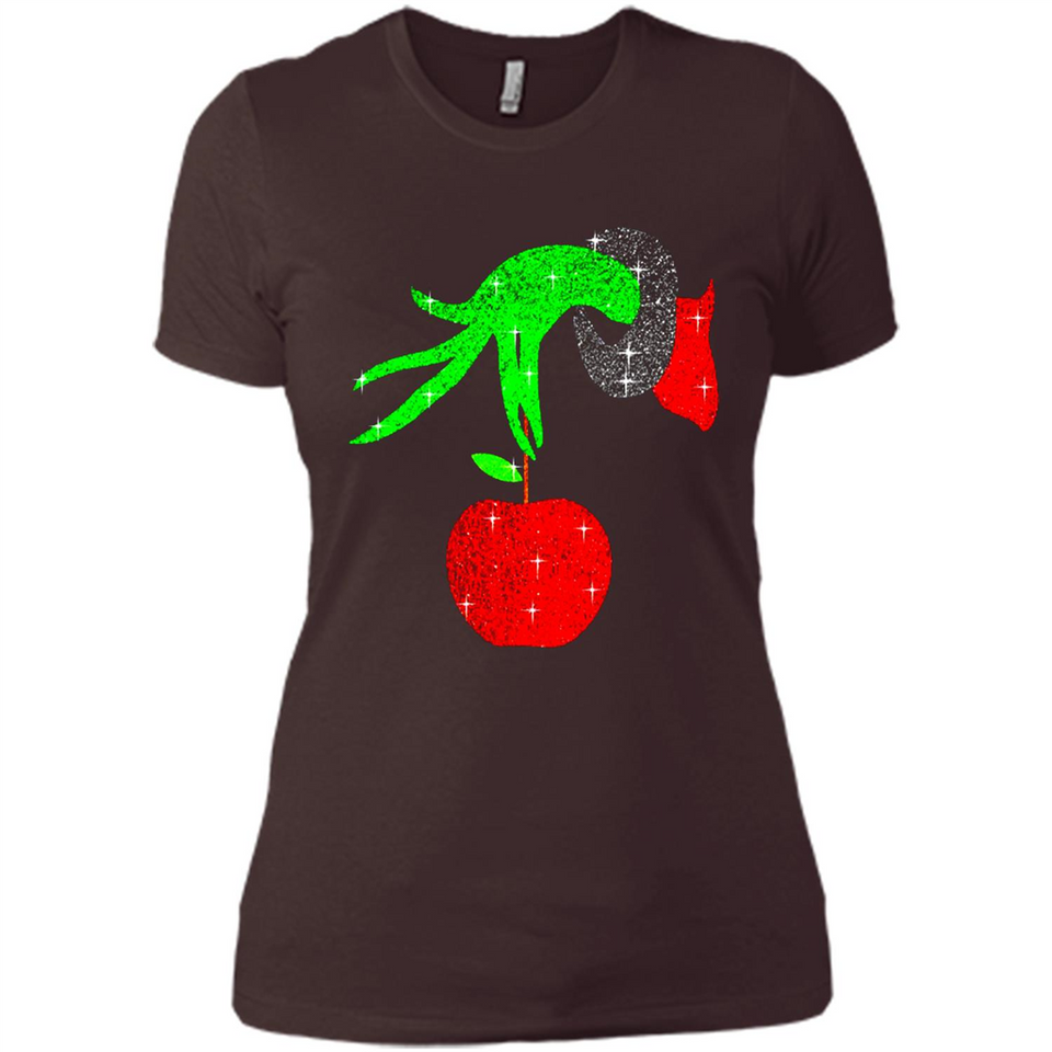 Christmas The Grinch Hand Holding Apple Ornament sweater - Ladies' Boyfriend T-Shirt