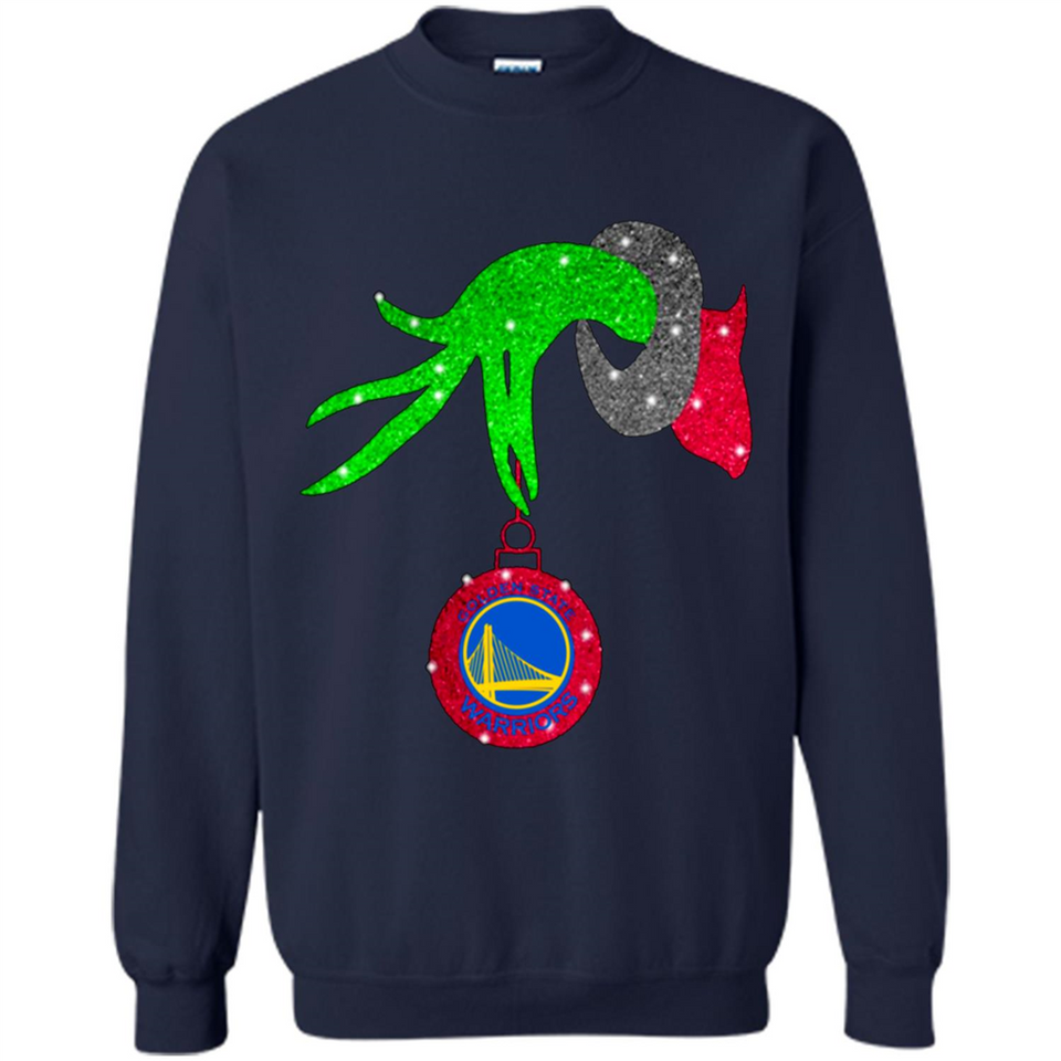 GRINCH HAND HOLDING GOLDEN STATE WARRIORS GLITTER CHRISTMAS PINGPONG