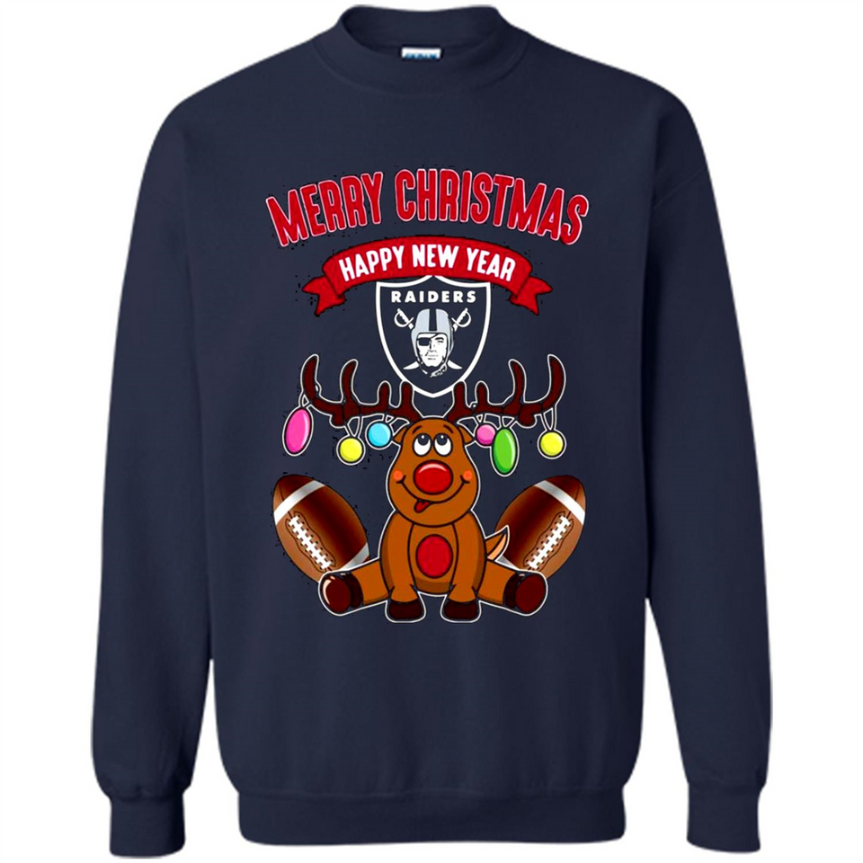 Oakland Raiders NFL Reindeer Funny Merry Christmas And Happy New Year
