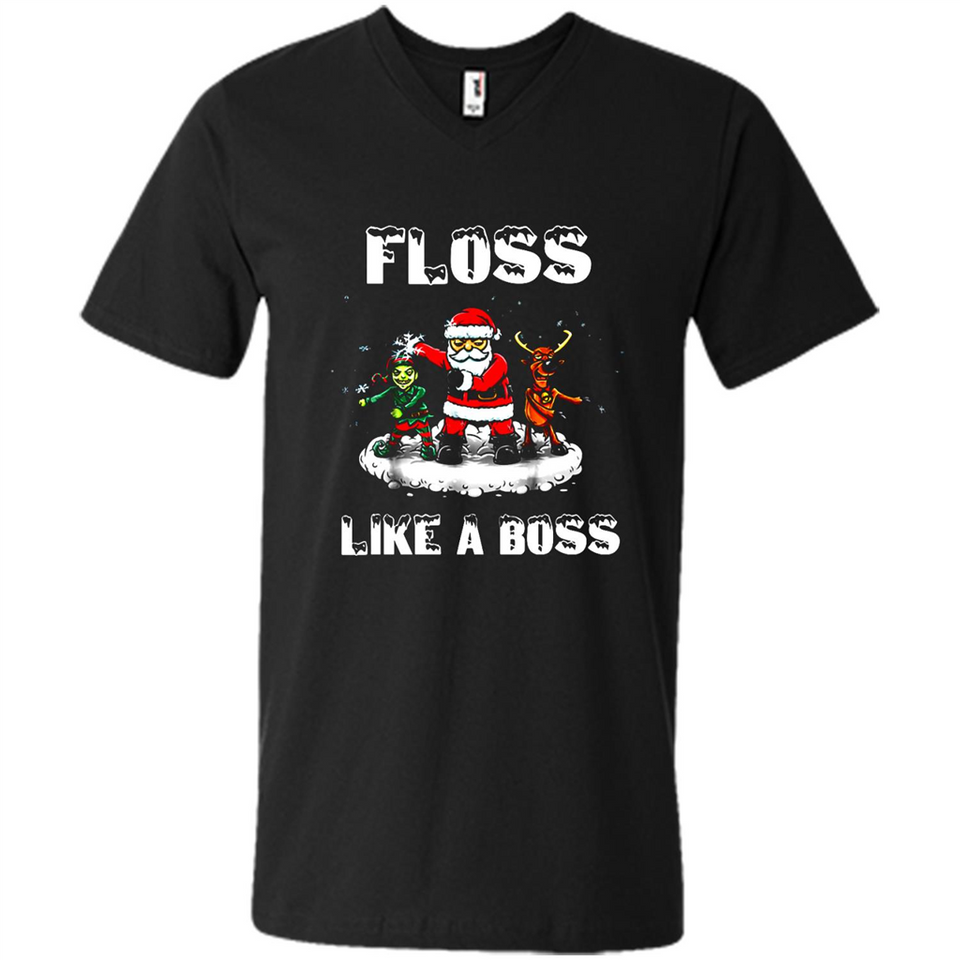 Floss Like A Boss Santa Flossing Dance Funny - Men's V-Neck
