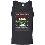 Merry Christmas Shitter Full Christmas Tree Snowman Sweater PINGPONG - Tank Top