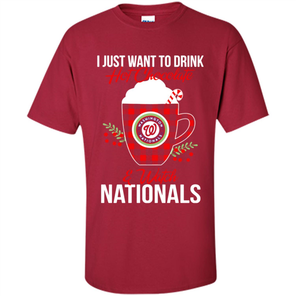 I Just Want To Drink Hot Chocolate & Watch Washington Nationals Ugly Christmas Sweater PINGPONG