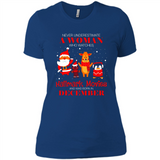 Never Underestimate A December Woman Watches Hallmark Movies Sweatshirt - Ladies' Boyfriend T-Shirt