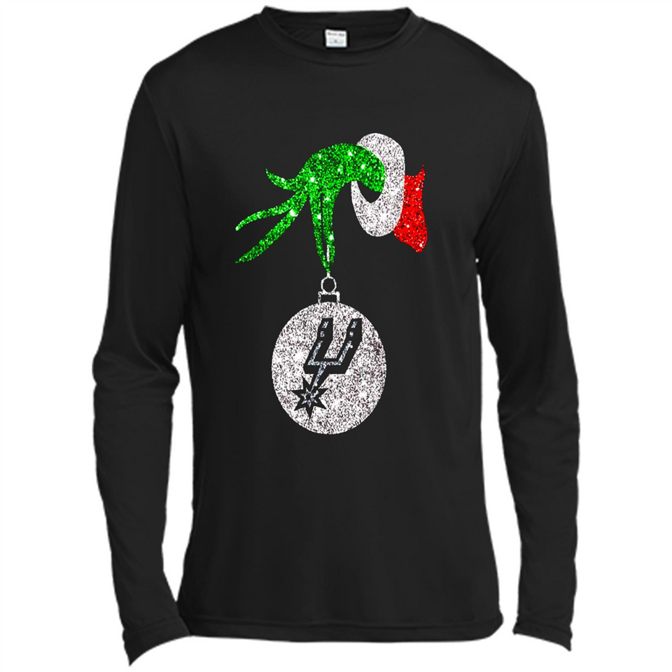 Amazing shirt San Antonio Spurs Glitter Grinch Monogram Ornament Christmas Gift - Canvas Long Sleeve T-Shirt