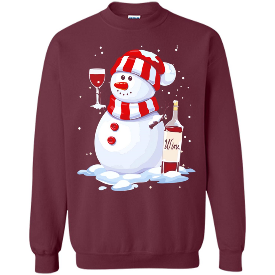 Cute Snowman drink Red Wine Christmas - Sweatshirt