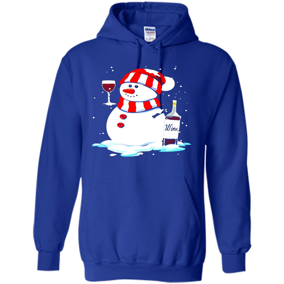 Cute Snowman drink Red Wine Christmas T-Shirt - Hoodie